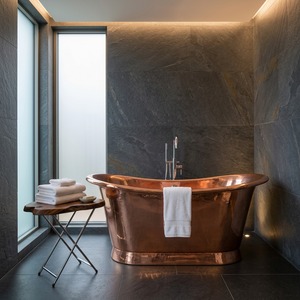 Bañera Ovalada de Cobre de Lujo, Independiente, sin Tapa, Bañera de Metal Resistente para Adultos - Product Image 1
