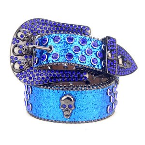 Cinturón de metal con hebilla de calavera Y2K y diamantes de imitación, 105cm, 115cm, 125cm, 135cm, para hombre y mujer, estilo occidental decorativo a la moda - Product Image 2