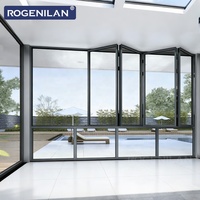 Fenêtre pliante en aluminium sur mesure Rogenilan avec vitrage trempé pour extérieur