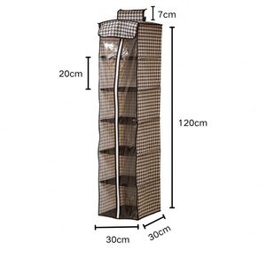 Sac de rangement suspendu en tissu non tissé avec fenêtre transparente en PVC, style fermeture éclair à 6/5 compartiments, anti-poussière et anti-humidité, facile à nettoyer, capacité 80L - Product Image 2