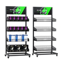 Présentoir Commercial Pliable Léger en Métal Robuste, Double Face, Multifonctionnel, Personnalisable, en Fer et Bois, pour la Vente au Détail
