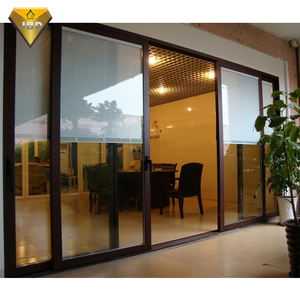 Grande porte patio coulissante en aluminium et verre Style design minimaliste Principale en bois pour l'extérieur des villas Fonction d'empilage dissimulée - Product Image 2