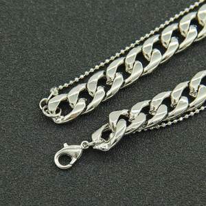 Double <b>Cuban</b> <b>Chain</b> Bead <b>Chain</b> Decorative Necklace Accessory Pendant, Personalized Babes Stacked Collarbone <b>Chain</b> Tanjing - Product Image 4