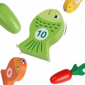 Juego de bloques de madera 2 en 1: Tablero de alimentación de zanahorias, reconocimiento de números y juego de pesca para niños y niñas - Product Image 5