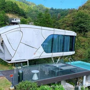 บ้านคอนเทนเนอร์สมัยใหม่ โรงแรมแคปซูลแบบพกพา พร้อมระเบียงกระจกสำหรับสระว่ายน้ำ เหมาะสำหรับรีสอร์ทกลางแจ้ง - Product Image 1