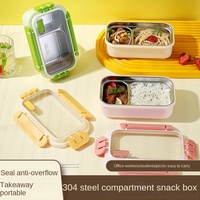 Boîte à lunch isotherme portable en acier inoxydable SUS304 de qualité alimentaire, 2 compartiments, étanche, compatible micro-ondes, pour