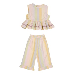 Conjunto de Verano 2026 para Niñas, Estilo <span class=keywords><strong>Retro</strong></span> Dulce y Fresco, con Rayas y Flores, de Algodón, Pantalones Cómodos y Transpirables para Bebés - Product Image 5