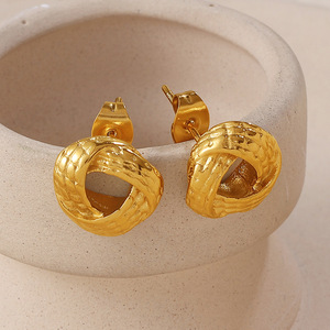 Twisted Gold Stud <b>Earrings</b> Irregular Shape Fashion Jewelry For Women Elegant Design Statement <b>Earrings</b> Stainless Steel <b>Post</b> - Product Image 1