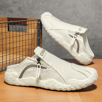 Chaussures mules pour hommes en tissu respirant, avec fermeture éclair latérale, à enfiler, bout fermé anti-collision, chaussures décontractées pour la marche quotidienne