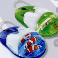 Souris optique sans fil 2.4G USB personnalisée avec logo OEM, dessin animé 3D, liquide flottant soudé, acrylique aquatique, cadeau promotionnel d'entreprise
