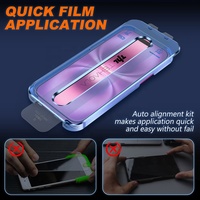 Protection d'écran en verre trempé 2.5D HD sans bordure, installation facile, anti-chute pour iPhone 12 13 14 15 16 17 18 Pro Max, kit d'application