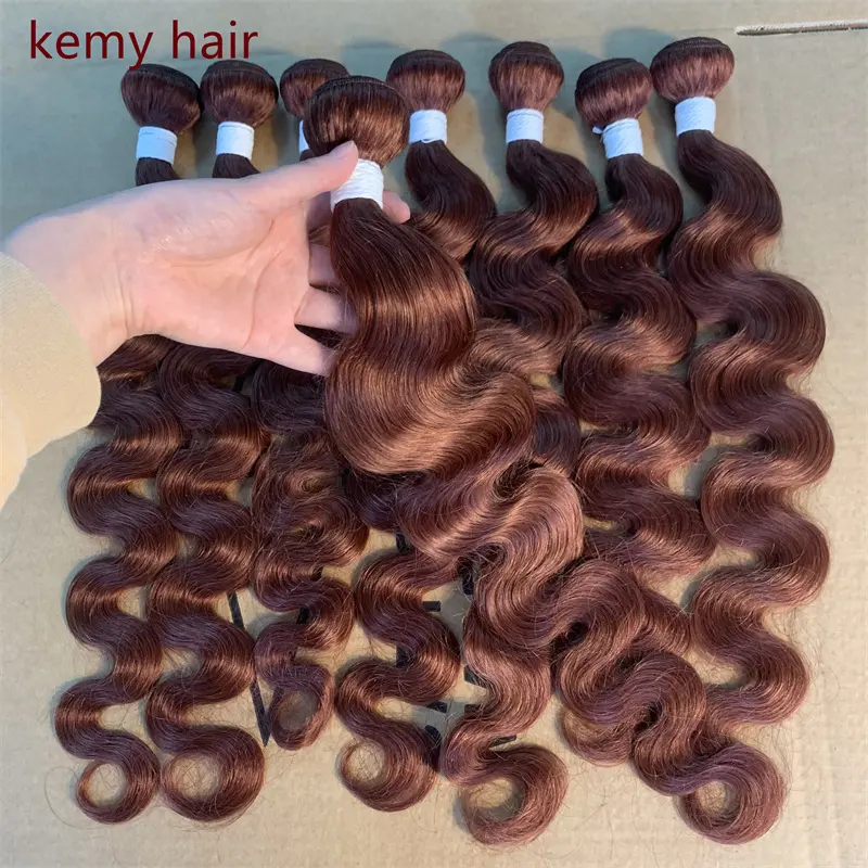 Wholesale Ginger Brown Body wave Remy Hair Bundles Raw Cambodian Mink Brazilian Virgin Human Hair 10-30 Inch in Stock