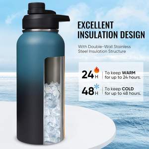 Bouteille d'eau au design innovant, gourde en acier inoxydable, bouteille de sport avec poignée et couvercle, 12oz 32oz 40oz 64oz - Product Image 2