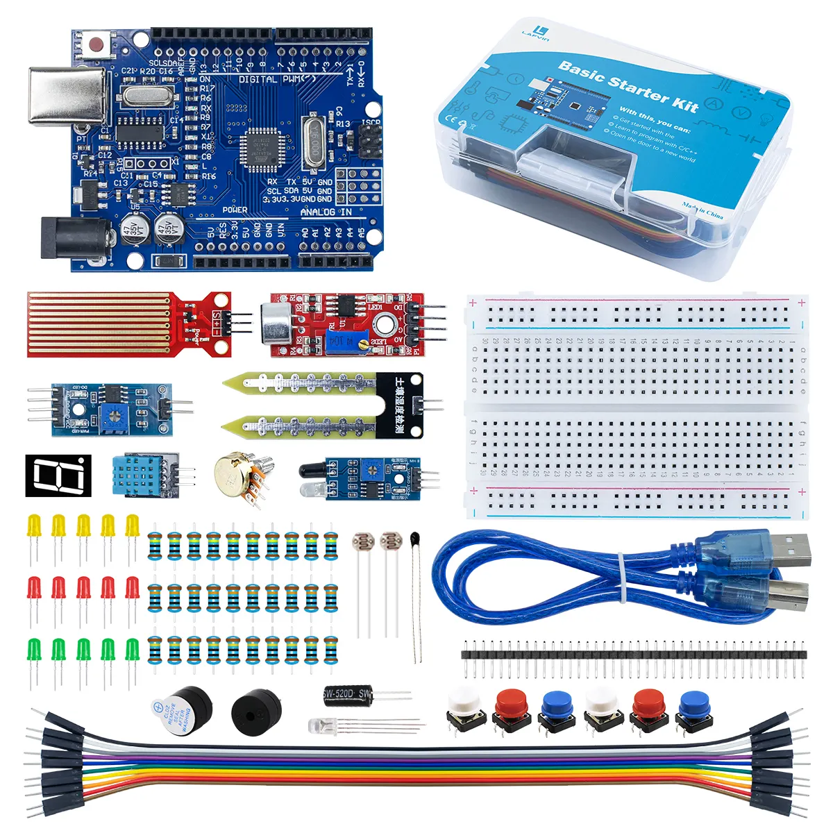 LAFVIN Basic Starter Kit for R3 DIY Kit with Retail Box for School Kids Education Programming kit educational toys for arduino