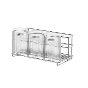Support mural sans perçage en acier inoxydable pour brosse à dents électrique, avec égouttoir intégré pour gobelets, étagère de salle de bain - Product Image 2