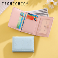 Dompet Lipat Tiga Motif Kucing Lucu TAOMICMIC untuk Wanita, Dompet Kartun Gaya Korea untuk Pelajar