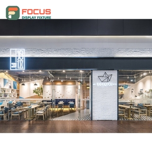 Mostrador de Servicio Iluminado para Cafetería, Acabado en Madera Laminada, Área de Servicio para Panadería, Mostrador de Servicio para Tienda - Product Image 2