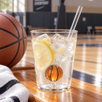 Verre à boire en verre borosilicate haute résistance avec balle sportive 3D intégrée, tasse à eau sur le thème du sport, verre pour café glacé, jus, cocktail, cadeau