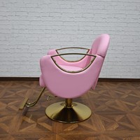 Fauteuil de Barbier Inclinable Moderne en Cuir Synthétique de Luxe avec Pompe Hydraulique Professionnelle et Cadre Doré pour Usage Commercial en Salon