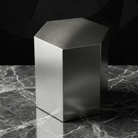 Table basse hexagonale en acier inoxydable, surface miroir, argent brossé/or rose, tabourets personnalisables 40x40x50cm pour salon