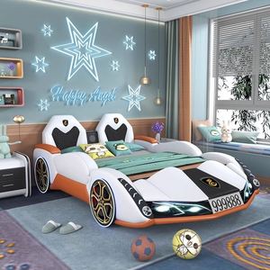 New-style Sports Car-shaped Children's <b>Bed</b> for Boys, 1.2m with Guardrails, Creative Solid <b>Wood</b> Cartoon <b>Single</b> <b>Bed</b>, 1.5m - Product Image 3