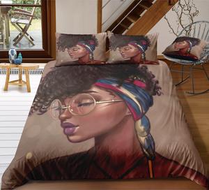 Design africano 3D stampato ricamato ragazza nera Vintage natura in microfibra copripiumino nero per uso domestico imbottitura in poliestere - Product Image 4