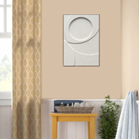 Art mural suspendu abstrait géométrique 3D texturé blanc moderne fait à la main avec cadre en plastique 40x60cm