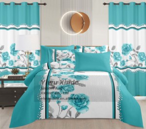 Juego de Ropa de Cama de Microfibra con Estampado Floral de Entrega Rápida, <span class=keywords><strong>8</strong></span> Piezas, con Cortinas a Juego, Precio Económico al por Mayor, Juego de Sábanas de <span class=keywords><strong>8</strong></span> Piezas - Product Image 6