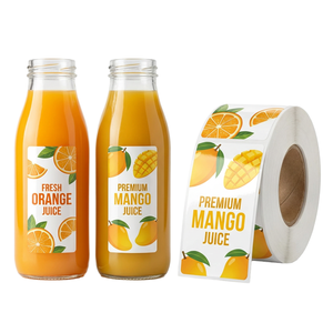 Custom transparent logo self-adhesive paper <b>waterproof</b> vinyl packaging bottle <b>label</b> printing - Product Image 1