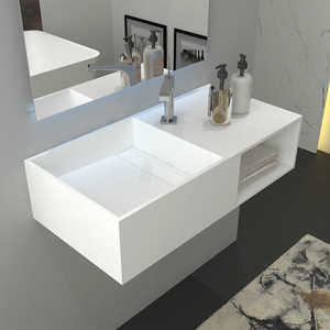 Fabbrica all'ingrosso di forma rettangolare pietra artificiale lavabo a mano Corians lucido rettangolare <span class=keywords><strong>bagno</strong></span> lavabo - Product Image 2