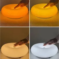 Lámpara de Pared LED Creativa de Vidrio con Interruptor Táctil, Recargable, para Sala de Estar, Dormitorio u Oficina, con Forma de Donut, Color Crema Naranja