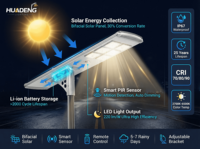 Lampadaire solaire LED intégré certifié IP65 ROHS pour usage routier, 20W 30W 60W 100W 150W 200W 400W, liste de prix