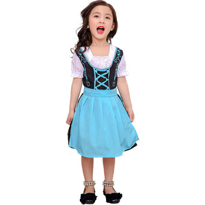 Girls Bavarian Traditional Dirndl <b>Dress</b> Red Blue Stage Performance Dance Costume Spandex Kids Folkwear - Product Image 2