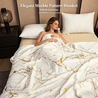 Couverture de lit en flanelle à imprimé marbré doré de luxe, couverture élégante à motif métallique doux pour la décoration de la chambre à coucher, cadeau pour la maison