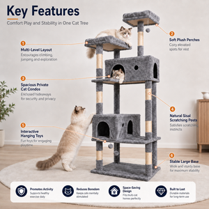 Arbre à chat OEM ODM multi-niveaux avec condo, griffoir en sisal, condo <span class=keywords><strong>XXL</strong></span> en <span class=keywords><strong>peluche</strong></span> pour maisons multi-chats - Product Image 5