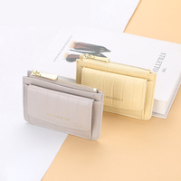 Dompet Pendek Wanita Kulit Buaya, Dua Lipat, Organizer Koin Ritsleting Lipat Dua