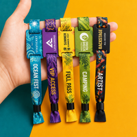 Bracelet NFC tissé personnalisé avec fermeture à glissière pour concert, bracelet RFID en tissu uni pour événement, type billet d'entrée