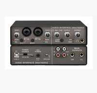 Console de mixage audio portable 2 canaux avec interface audio USB, moniteur et alimentation fantôme 48V – Équipement sonore de studio