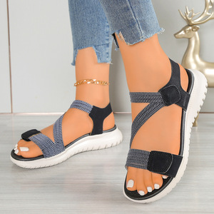 Women Summer Elastic European and American Style Sports Beach <b>Sandals</b> Thick Sole Casual Wedge <b>Sandals</b> - Product Image 3