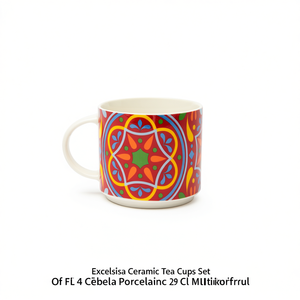 Set di 4 Tazze da Tè in Ceramica Excelsa, Porcellana di Puebla, 29 Cl, Multicolore - Product Image 3