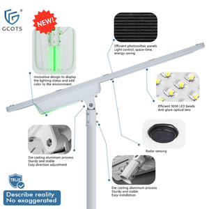 Farolas Solares de Nuevo Diseño con Tira de Luz Indicadora de Color, 40W/60W/80W/100W, LED de Aluminio Impermeable de 6000K para Caminos - Product Image 2