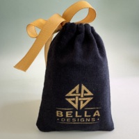 Sac à poussière en coton noir personnalisé avec cordon Petit collier Bracelet Bangle Anneau Goujons Bijoux de cheveux Emballage Pochette avec logo