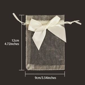 Bolsa de malla al por mayor con lazo, 9x12cm, de organza, para cosméticos, regalos, dulces de boda, almacenamiento y embalaje - Product Image 4
