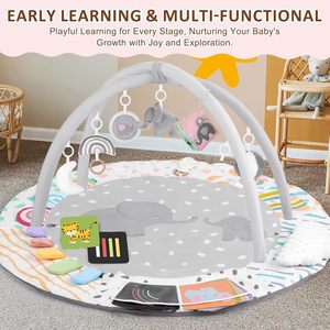 Tapis d'éveil pour bébé avec jouet nuage pour le temps sur le ventre, 7 jouets sensoriels détachables, cartes éducatives, développement de la motricité et du sens du toucher - Product Image 2