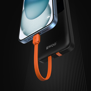 แบตสำรองพกพา BWOO <span class=keywords><strong>Mini</strong></span> พร้อมสายในตัวสำหรับ <span class=keywords><strong>iPhone</strong></span> รองรับการชาร์จเร็ว PD 22.5W ความจุ 10000mAh - Product Image 4