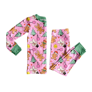Ensembles de pyjama de Noël pour enfants filles, haut à manches longues et pantalon imprimés de Noël, 2 pièces, tenues de nuit pour les fêtes - Product Image 2