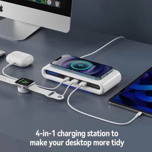 แท่นชาร์จไร้สายแบบหลายพอร์ต 4 in 1 สำหรับโทรศัพท์มือถือ รองรับ Type C USB 15w ชาร์จเร็วอเนกประสงค์ - Product Image 2