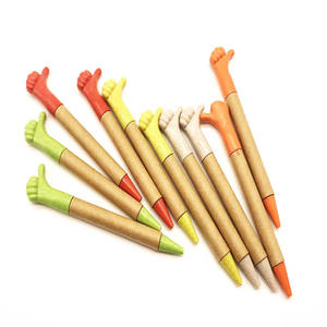 3D Thumbs Shape <b>Paper</b> Tube Twist Pen Eco Friendly Wheat <b>Straw</b> <b>Paper</b> Ball Pen - Product Image 2