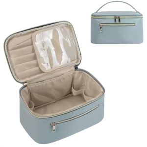 Multifunctional Divider Design Cosmetic Bag Custom Logo Portable Travel Vanity <b>Case</b> <b>Makeup</b> Organizer With Outer Zipper Pocket - Product Image 1