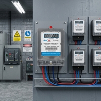 Meter Energi Elektronik Fase Tunggal yang Dapat Disesuaikan, Terpasang di Dinding, Layar LCD, Arus Maksimum 100A, Kelas Akurasi 1.0, 220V/230V